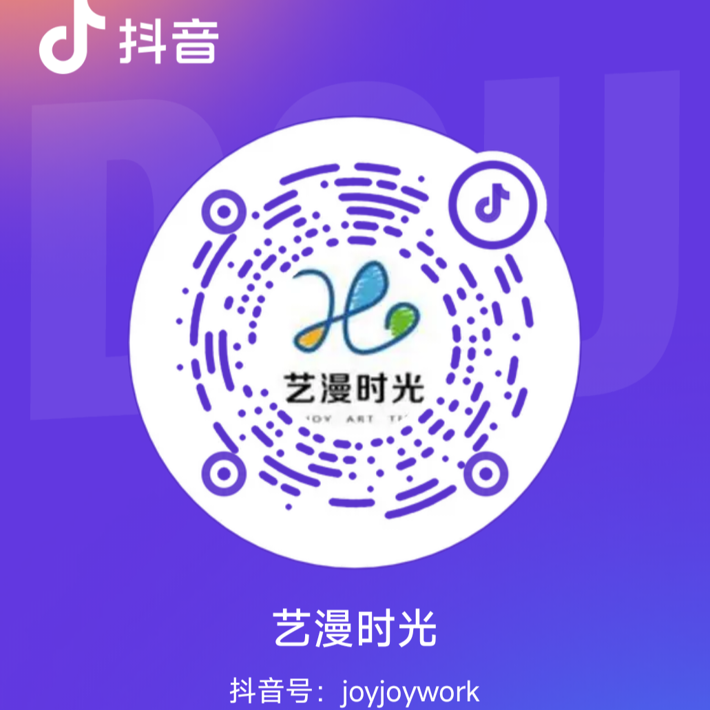 抖音号二维码,黑色边框正方形图案,中心有音乐播放图标,下方有扫描提示文字,用于用户扫码关注抖音号